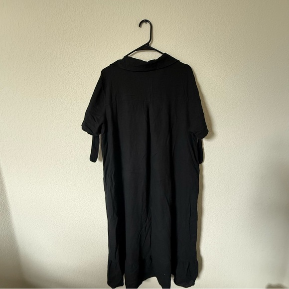 Tempo Paris Linen Cotton Shirt Dress Black M/L Made in Italy Button Front - Picture 2 of 9